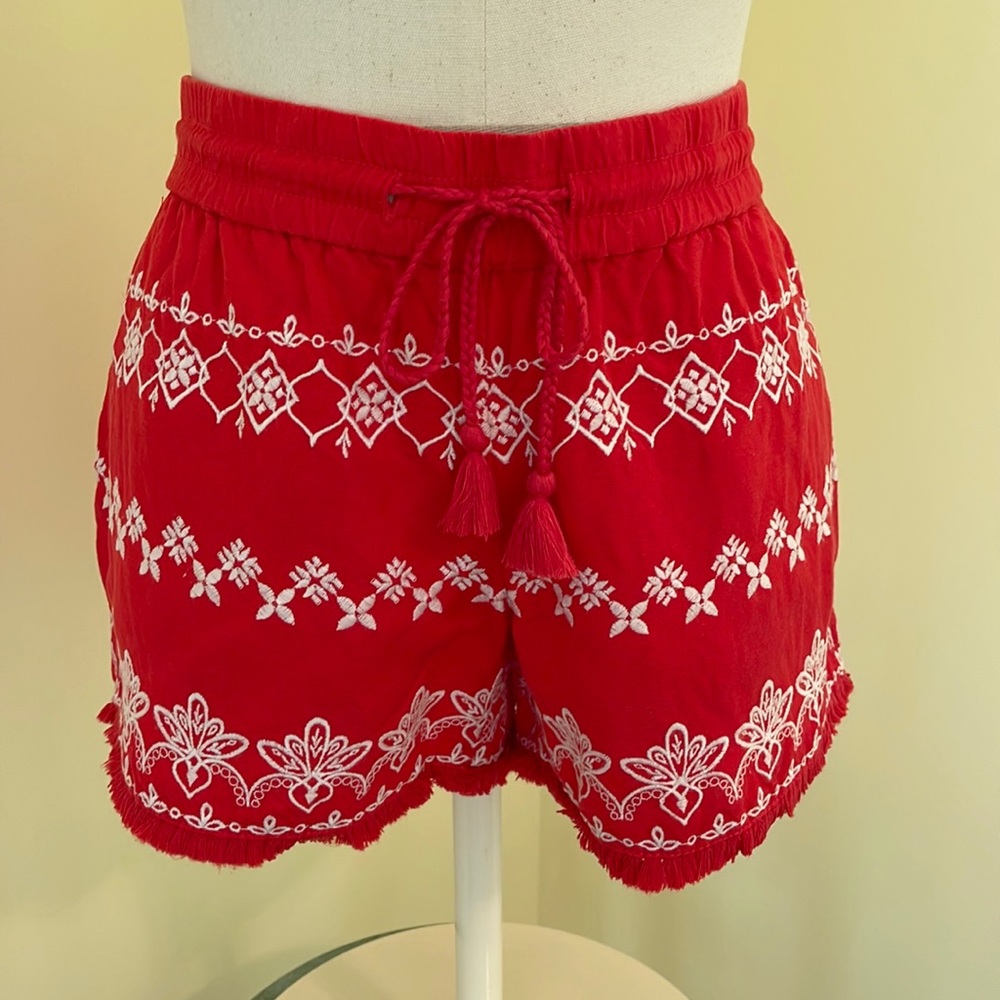 LOFT RED EMBROIDERED SHORTS